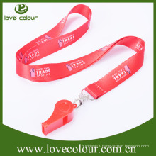 Cheap wholesale custom silk screen plastic whistle Lanyards no minimum order